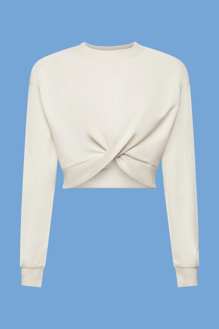 Kortare sweatshirt med knutdetalj, LIGHT TAUPE, detail image number 7