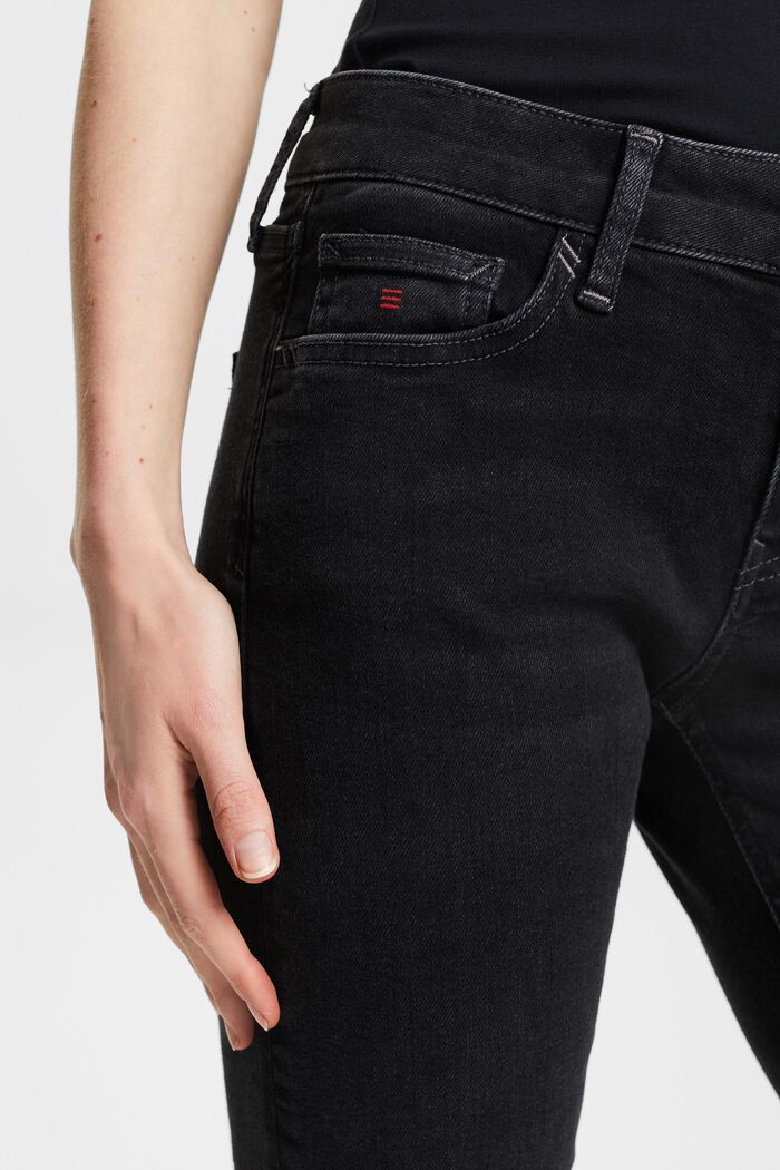Smala jeans med medelhög midja, BLACK RINSE, detail image number 4