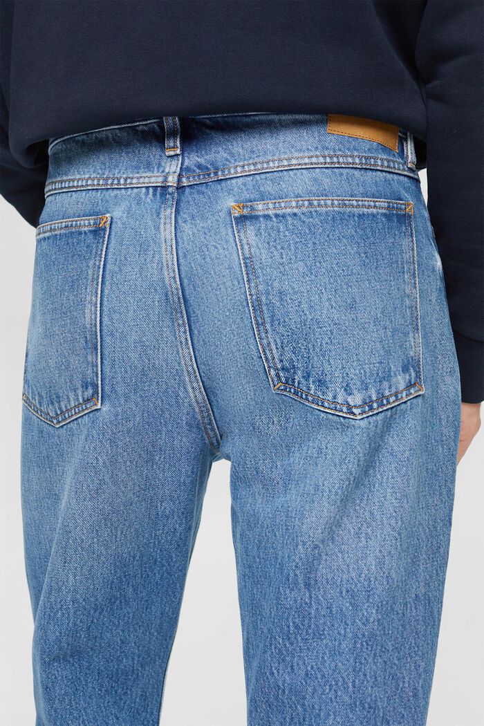 Jeans med raka ben, ekologisk bomull, BLUE MEDIUM WASHED, detail image number 4