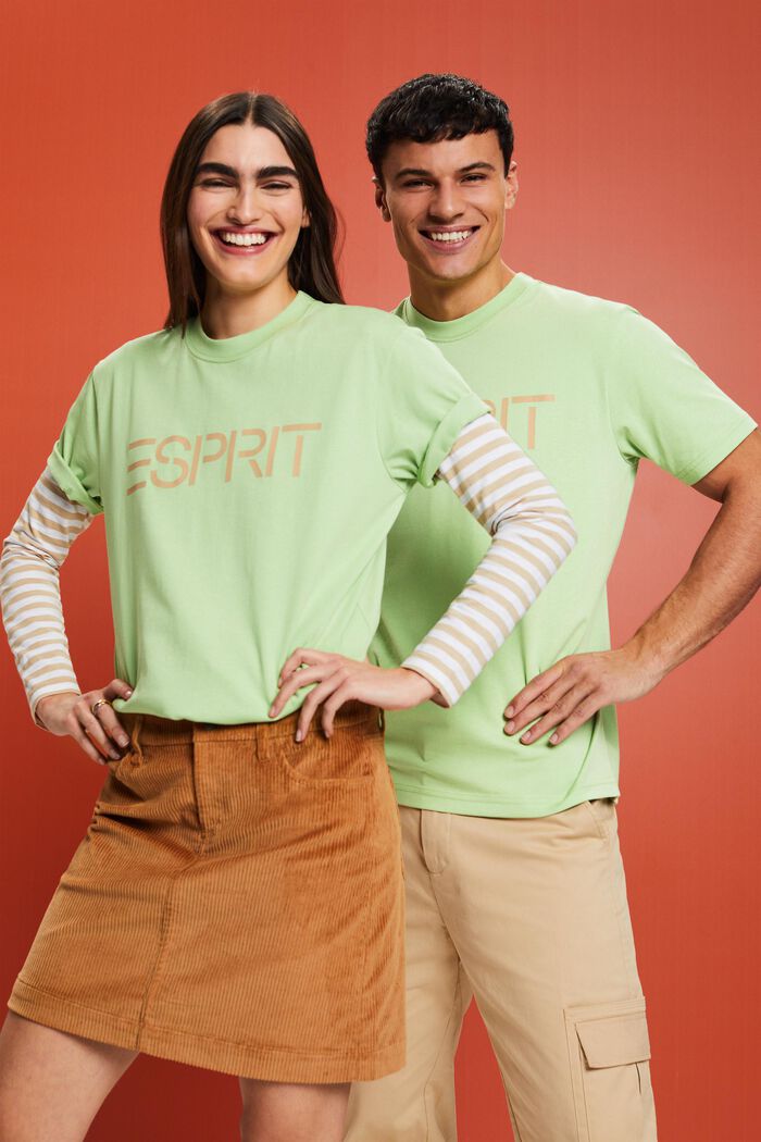 T-shirt i bomullsjersey med logo, unisexmodell, LIGHT GREEN, detail image number 5