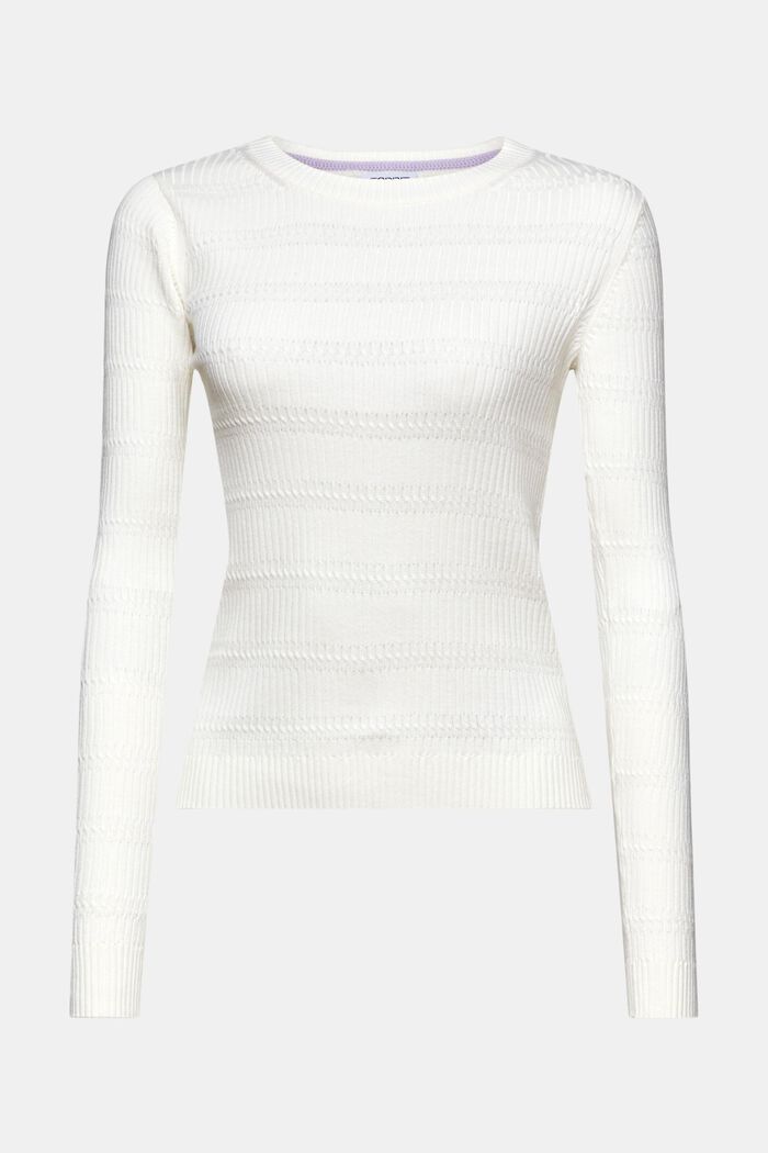 Stickad rundringad tröja, OFF WHITE, detail image number 6