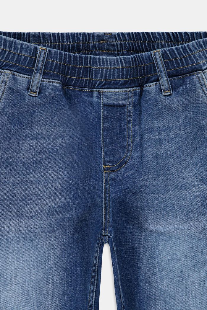 Jeansshorts i bomull med resårlinning, BLUE MEDIUM WASHED, detail image number 2
