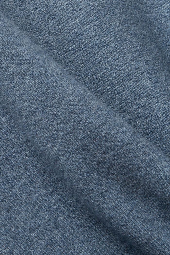 Stickad tröja i ullmix med halvpolokrage, GREY BLUE, detail image number 5