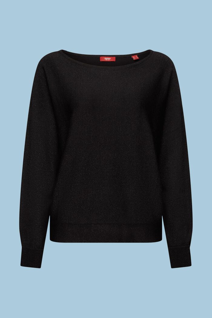 Gnistrande tröja med fladdermusärm, LENZING™ ECOVERO™, BLACK, detail image number 6