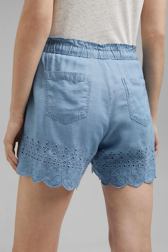 Av TENCEL™: Shorts med broderi, BLUE BLEACHED, detail image number 5