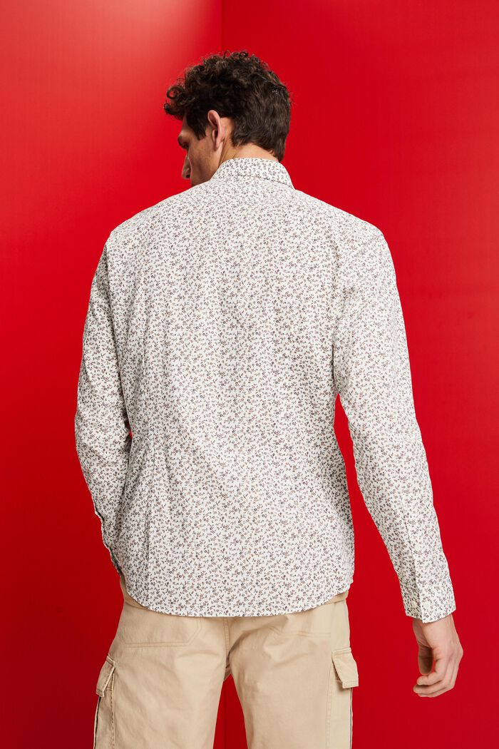 Mönstrad bomullsskjorta i slim fit, OFF WHITE, detail image number 3