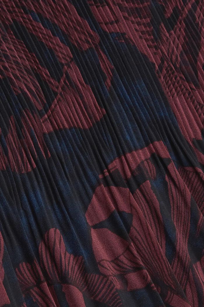 Återvunnet material: plisserad klänning med tryck, BORDEAUX RED, detail image number 4