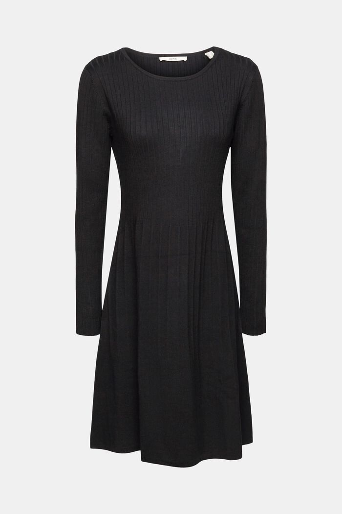 Veckad stickad klänning, BLACK, detail image number 5