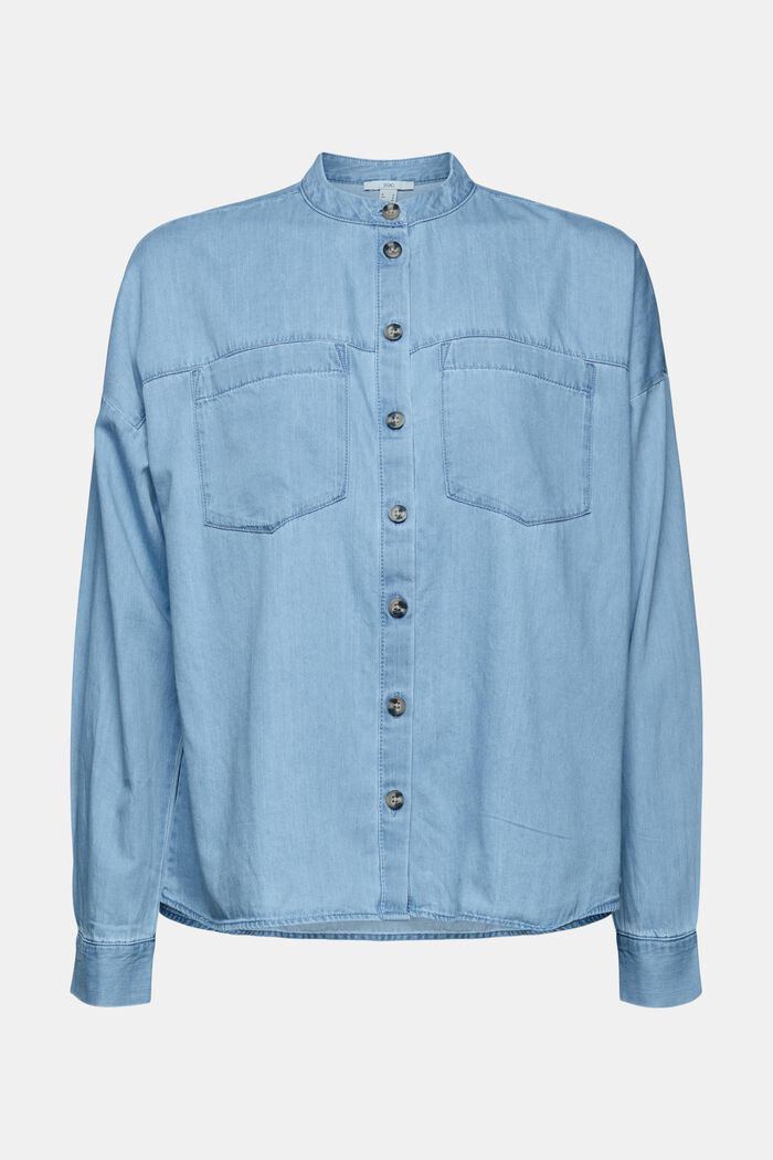 Lätt jeansblus av 100% bomull, BLUE MEDIUM WASHED, detail image number 0