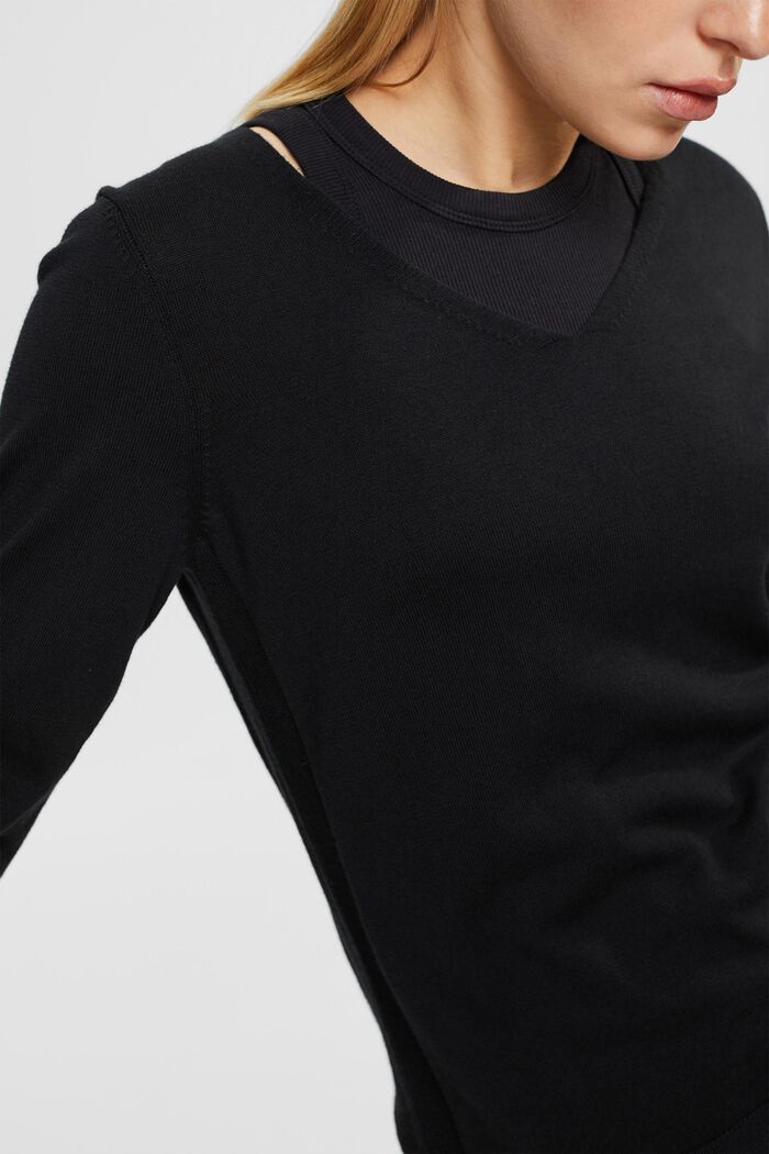 V-ringad tröja, BLACK, detail image number 0