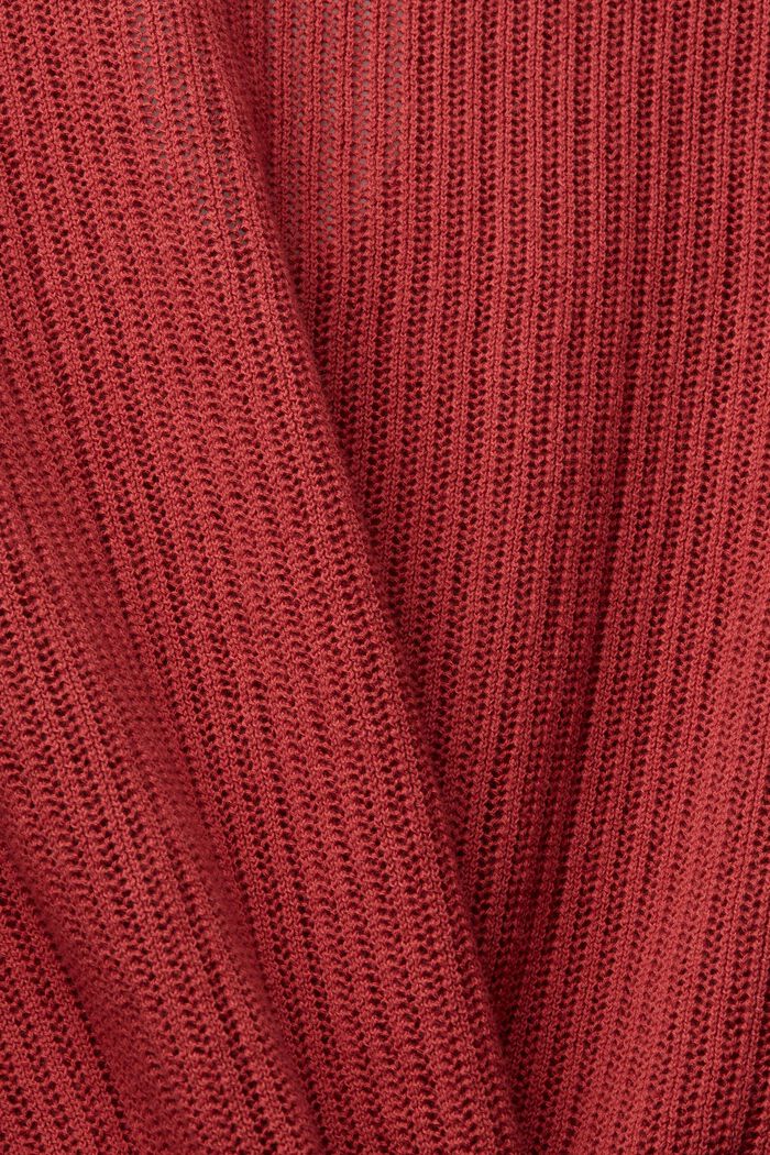 Med linneandel: tröja med kort volangärm, TERRACOTTA, detail image number 4