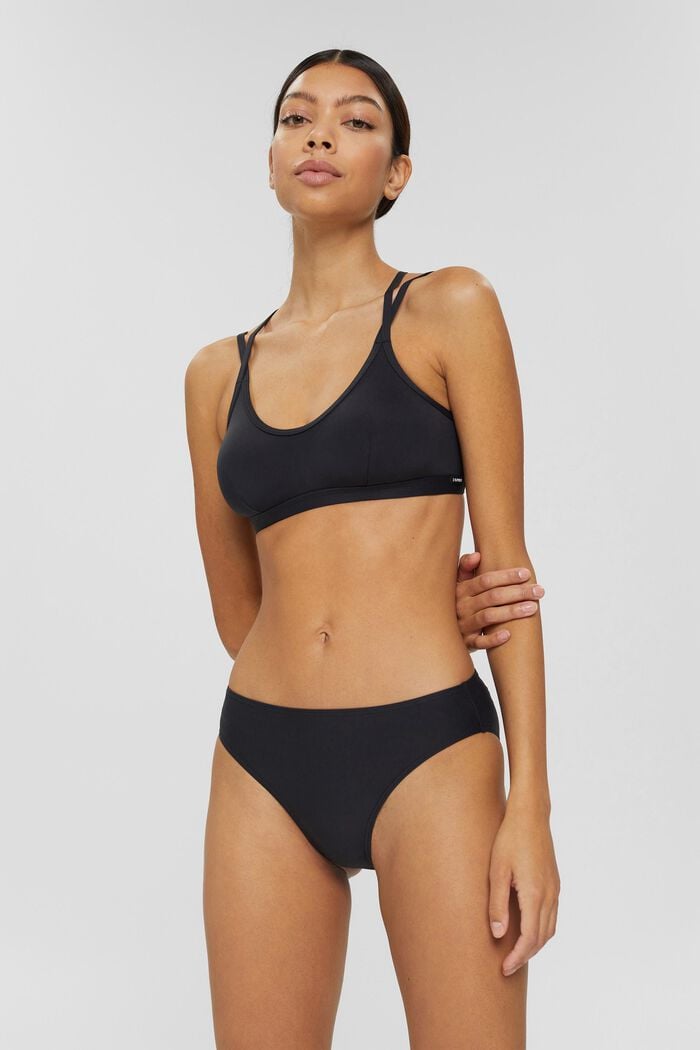 Återvunnet material: enfärgad bikini-miditrosa, BLACK, detail image number 1