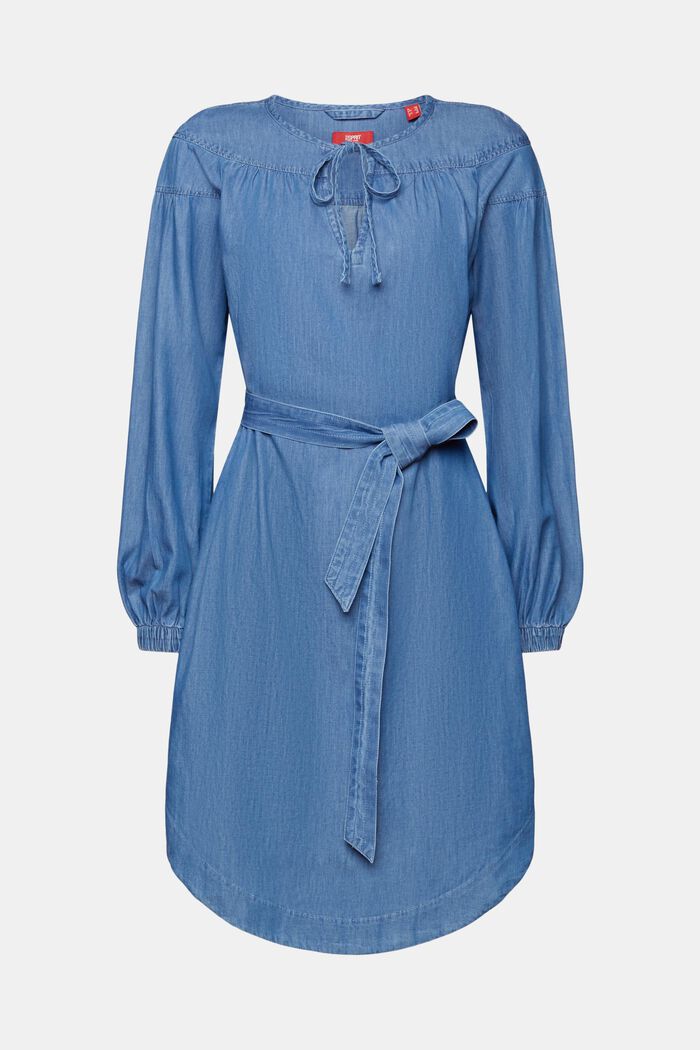 Lätt jeansklänning med knytskärp, BLUE MEDIUM WASHED, detail image number 5