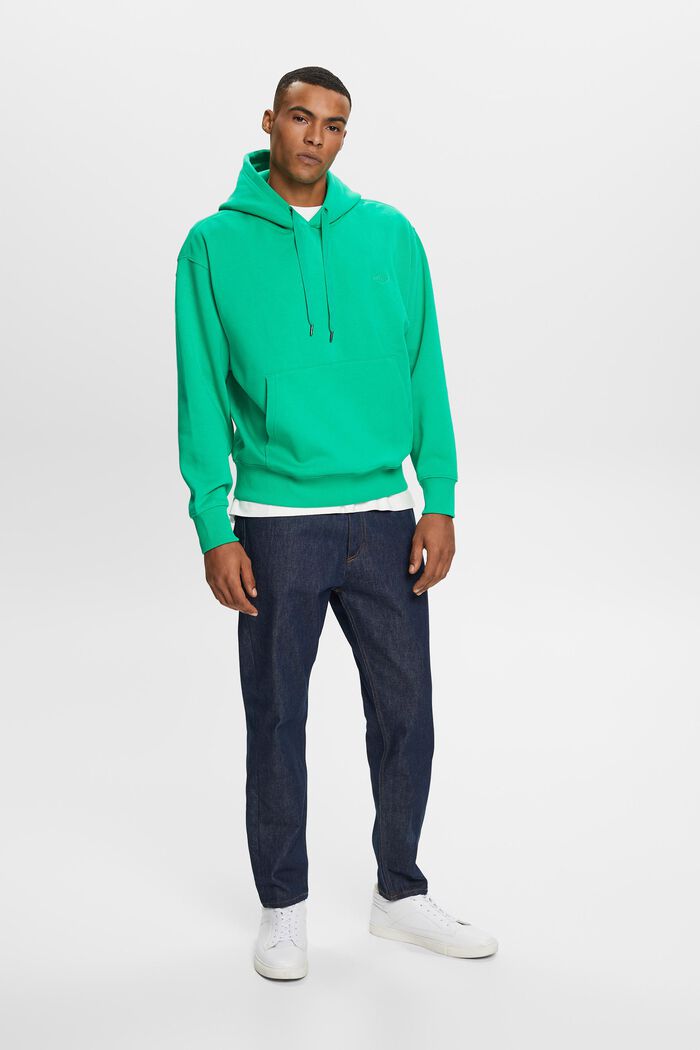 Sweatshirt med huva och logobroderi, GREEN, detail image number 4