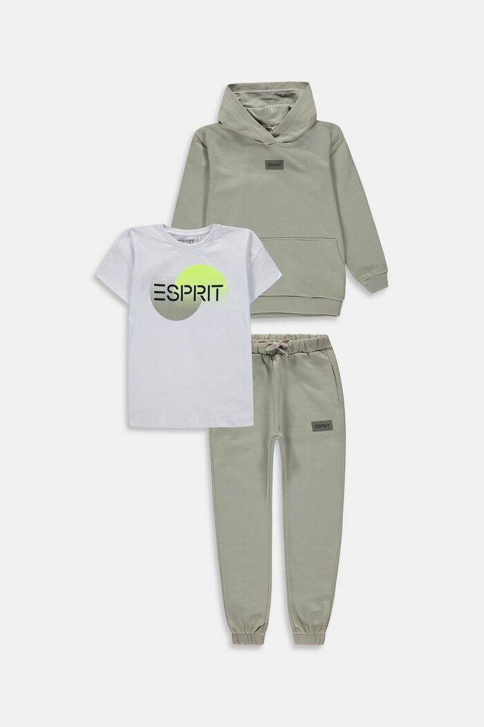 Mixat set: Huvtröja, T-shirt och joggingbyxa, DUSTY GREEN, detail image number 0