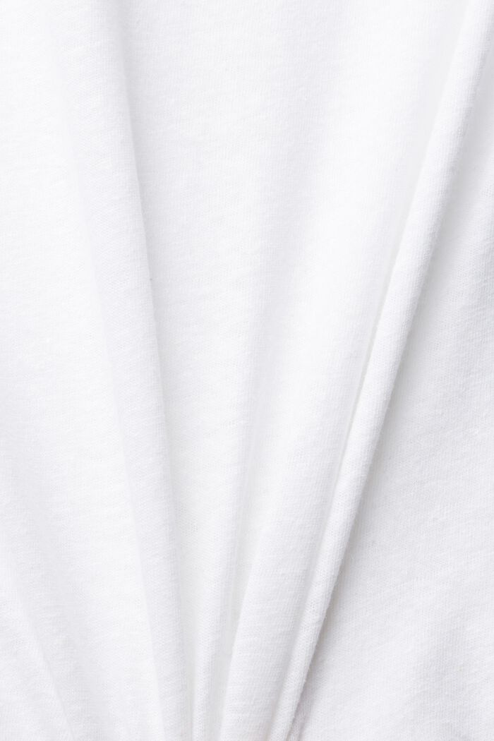 Med linne: enfärgad T-shirt, WHITE, detail image number 4