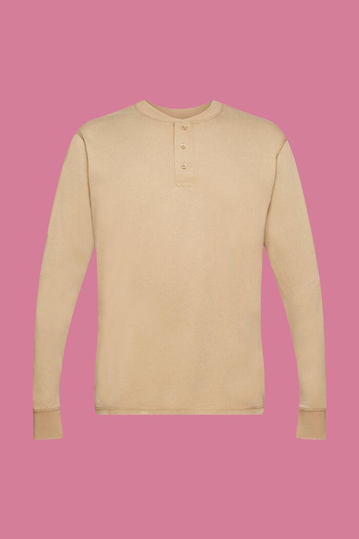 Långärmad tröja med knappar, KHAKI BEIGE, detail image number 6