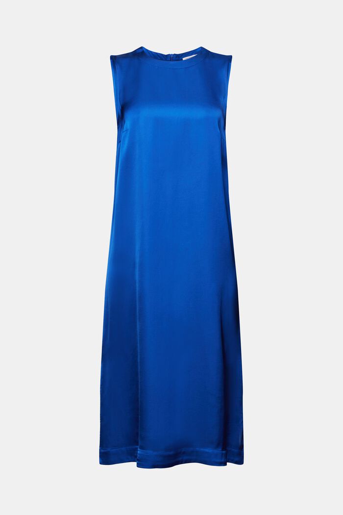 Rak ärmlös klänning i satin, BRIGHT BLUE, detail image number 7