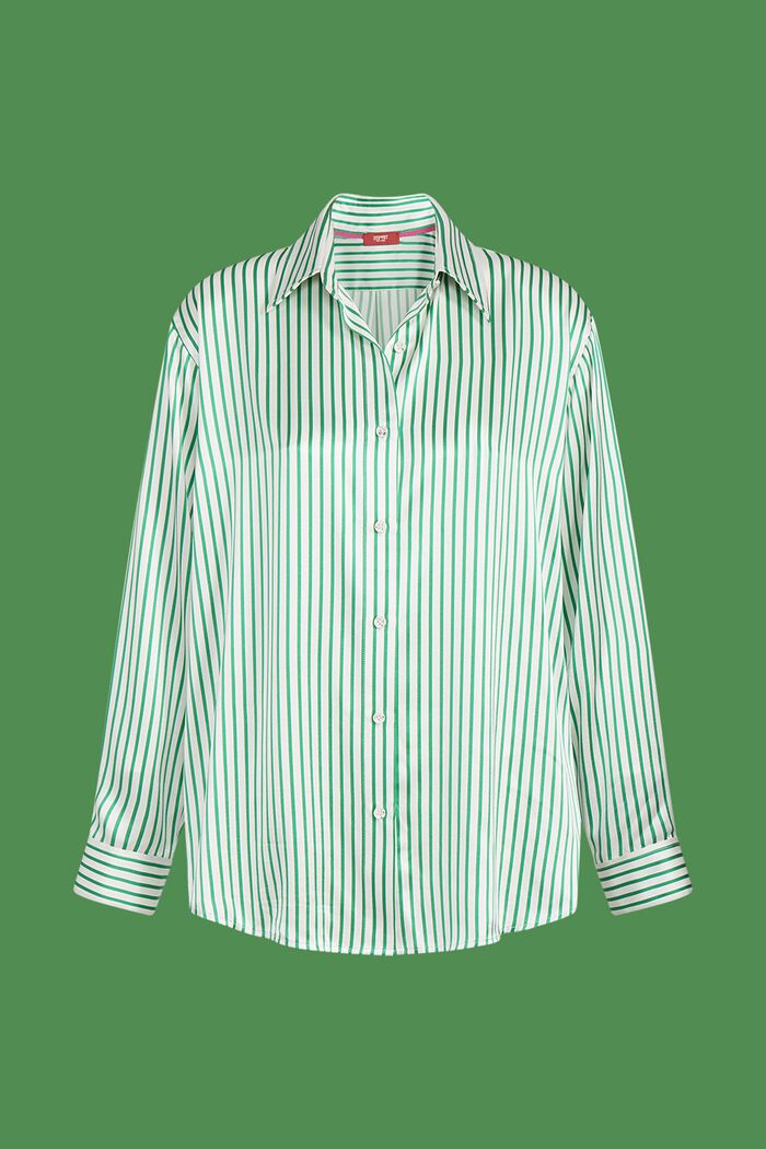 Randig skjorta i sidencharmeuse, GREEN, detail image number 5