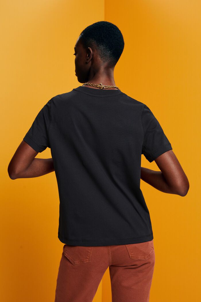 Ledig T-shirt, 100% bomull, BLACK, detail image number 3