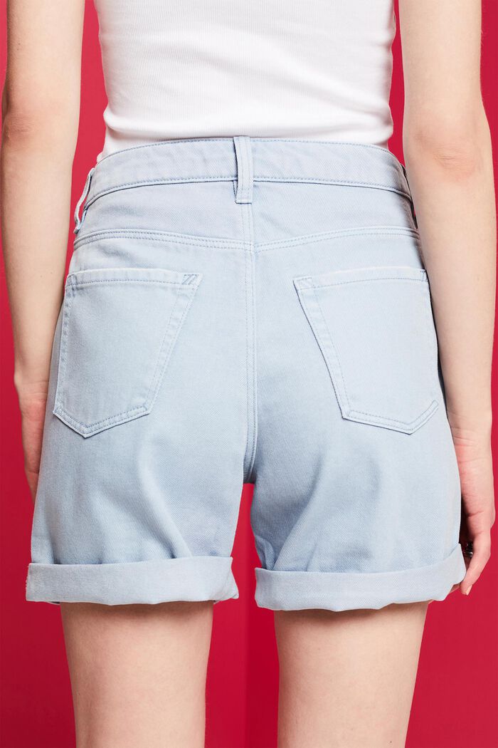 Jeansshorts med hög midja och benslut med rullkant, LIGHT BLUE LAVENDER, detail image number 4
