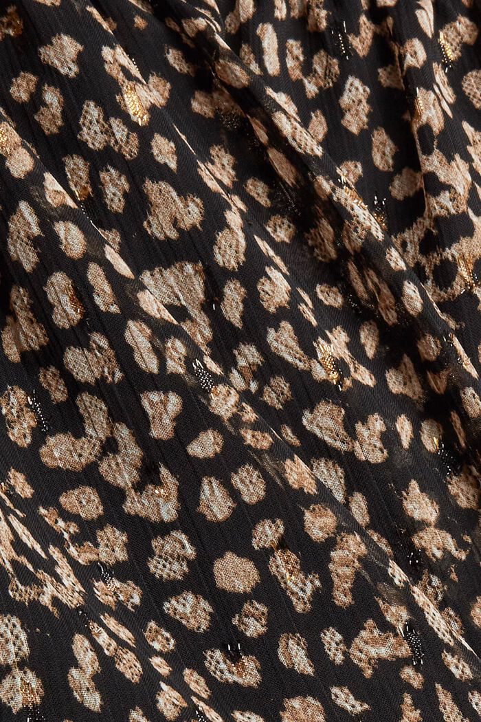 Återvunnet material: Leopardmönstrad blus med sprund på axlarna, BLACK, detail image number 4