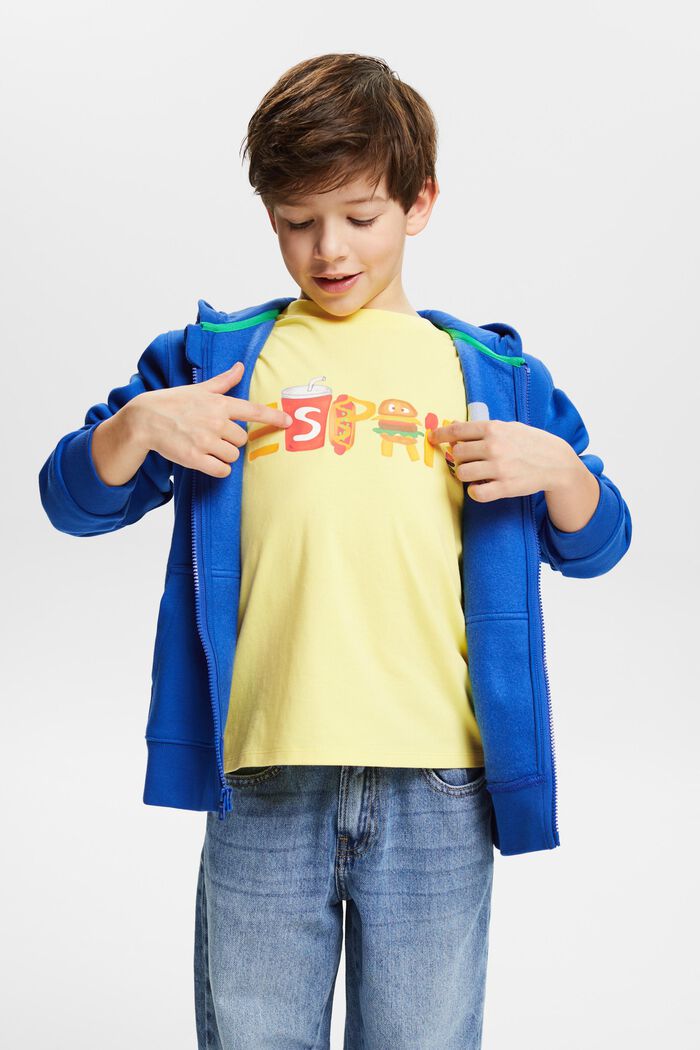 Långärmad bomulls-T-shirt med logo, PASTEL YELLOW, detail image number 0
