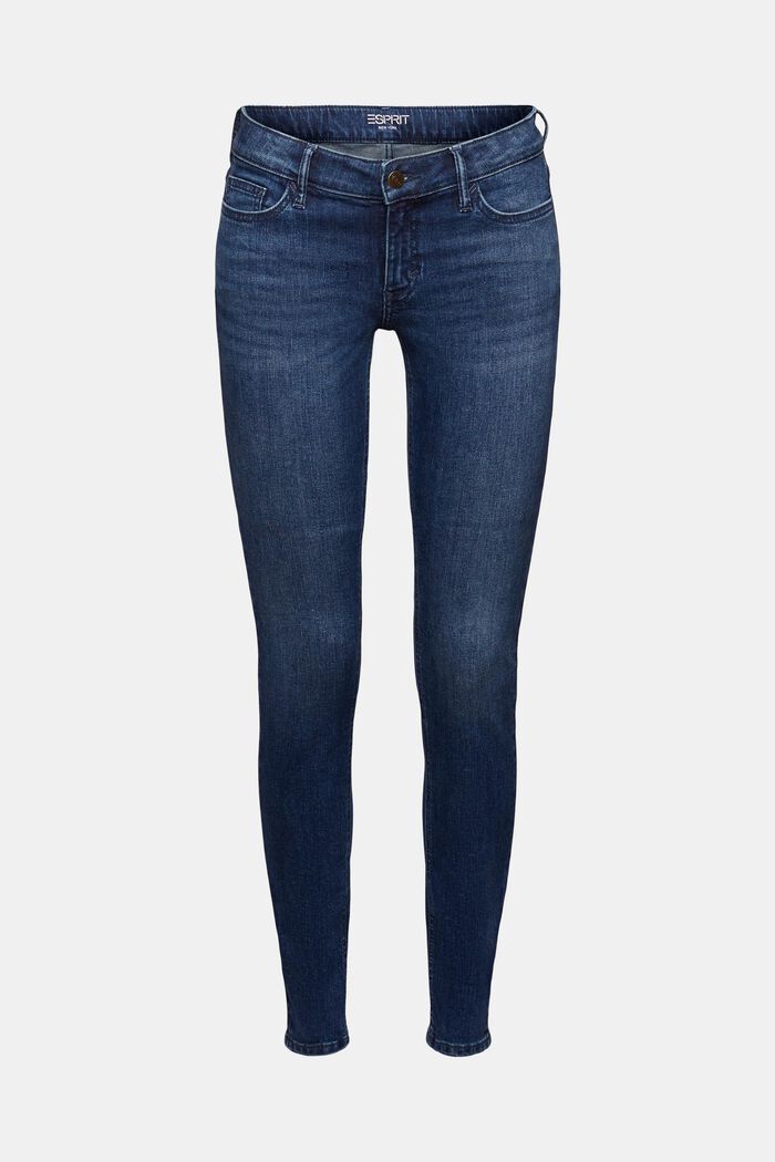 Skinny-jeans med låg midja, BLUE DARK WASHED, detail image number 7