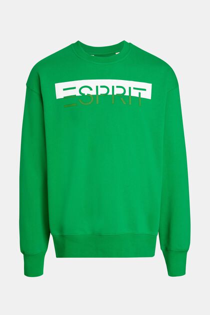 Sweatshirt med mattglänsande applicerad logo, GREEN, overview