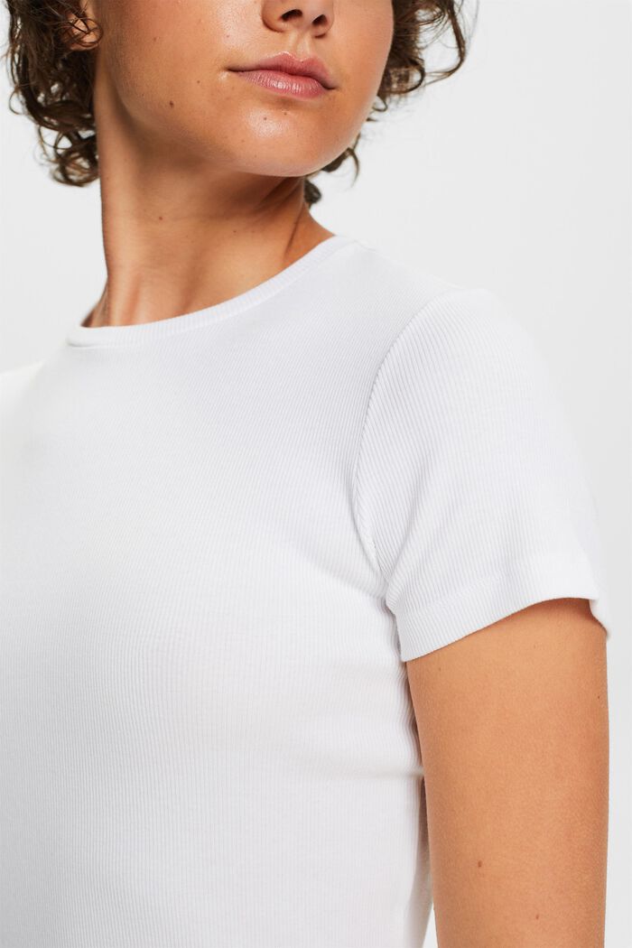 T-shirt i bomullsjersey med rund ringning, WHITE, detail image number 2