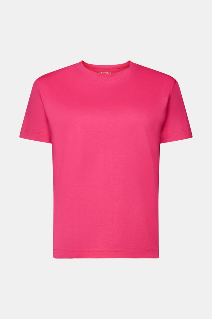 T-shirt i pimabomull med rund ringning, PINK FUCHSIA, detail image number 6