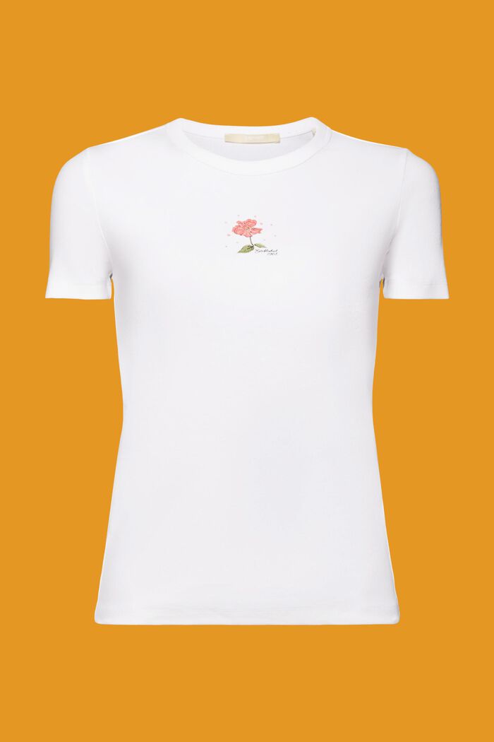 T-shirt i med tryck framtill, WHITE, detail image number 6