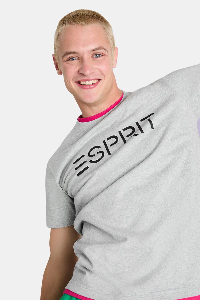T-shirt i bomullsjersey med logo, unisexmodell, LIGHT GREY, detail image number 4