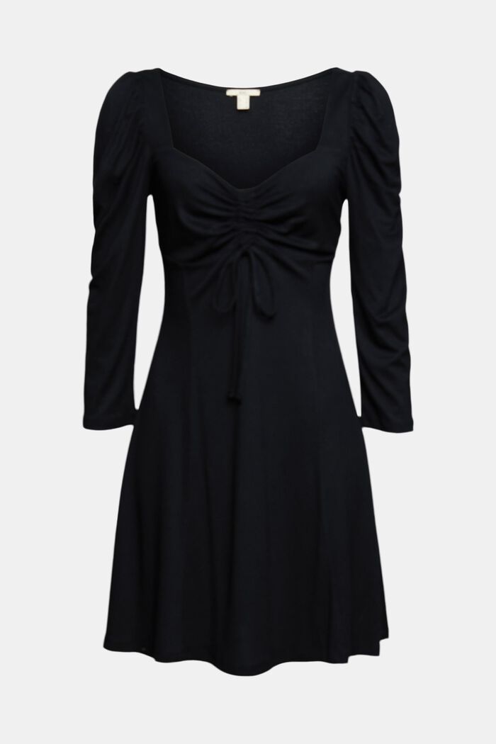 Klänning med hjärtformad ringning, LENZING™ ECOVERO™, BLACK, detail image number 5