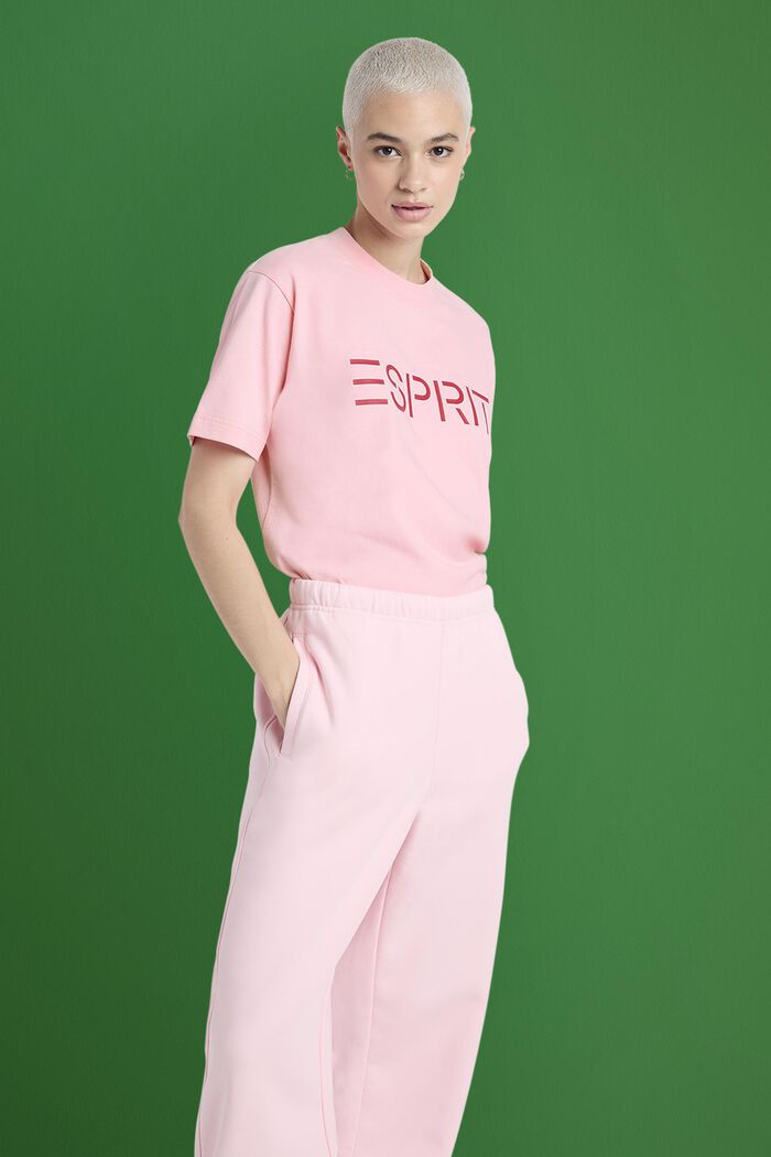 T-shirt i bomullsjersey med logo, unisexmodell, LIGHT PINK, detail image number 0