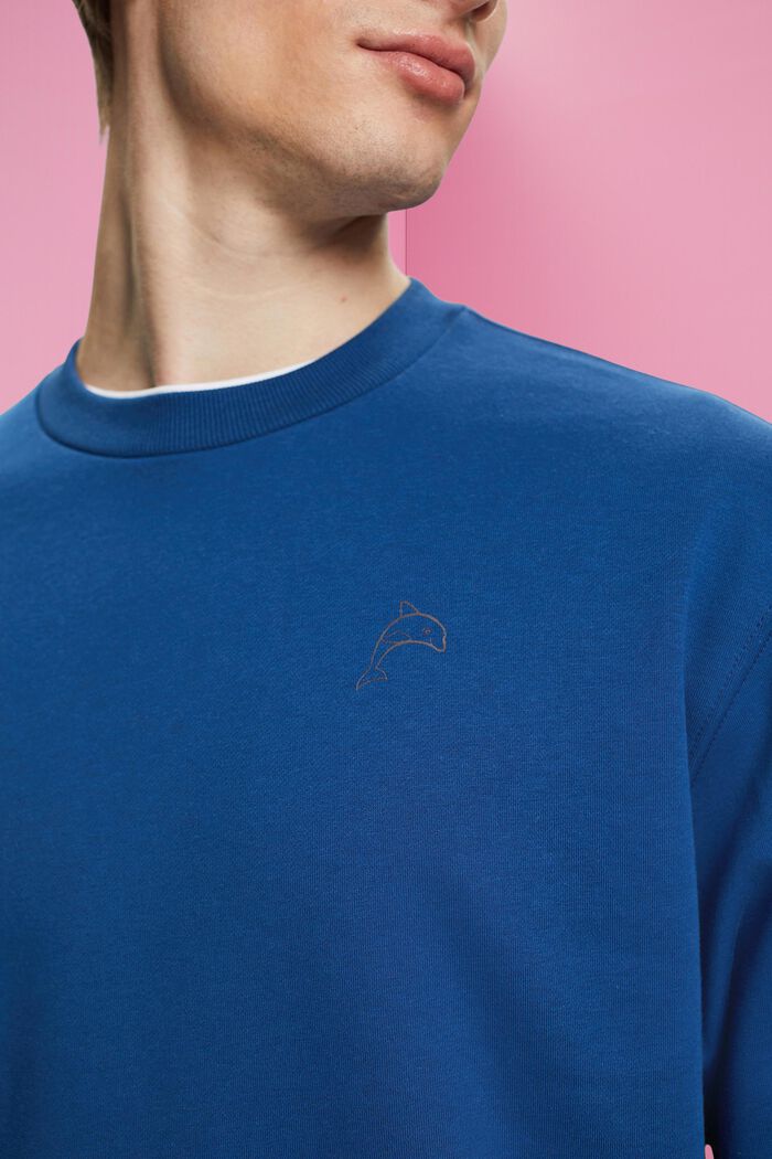 Sweatshirt med litet delfintryck, BRIGHT BLUE, detail image number 2