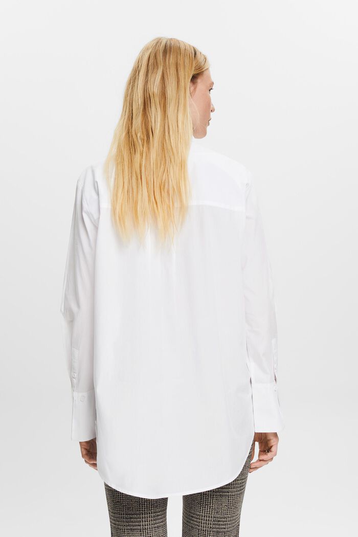 Skjortblus med ledig passform, 100% bomull, WHITE, detail image number 3