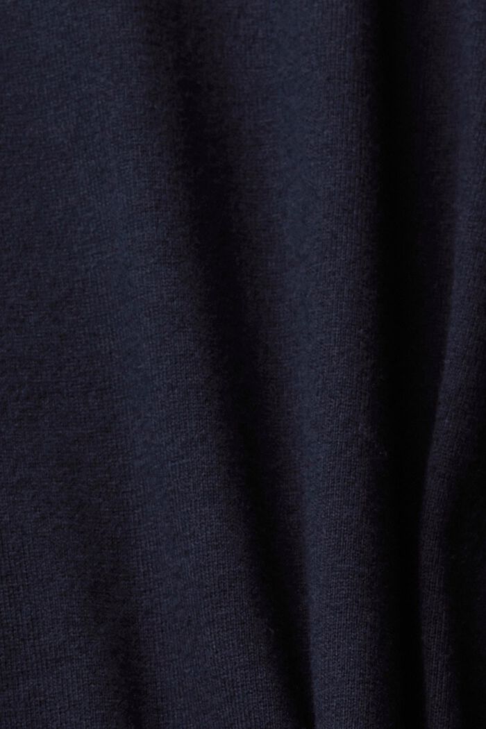 Stickad tröja med polokrage och kaschmir, NAVY, detail image number 1