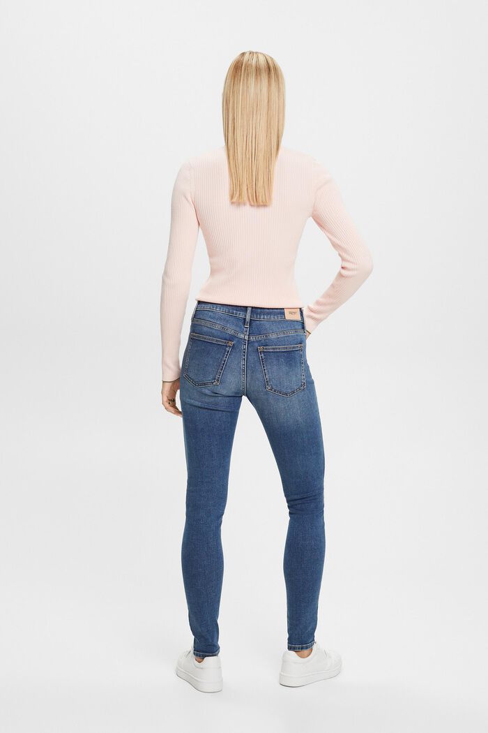 Skinny-jeans med mellanhög midja, BLUE MEDIUM WASHED, detail image number 4