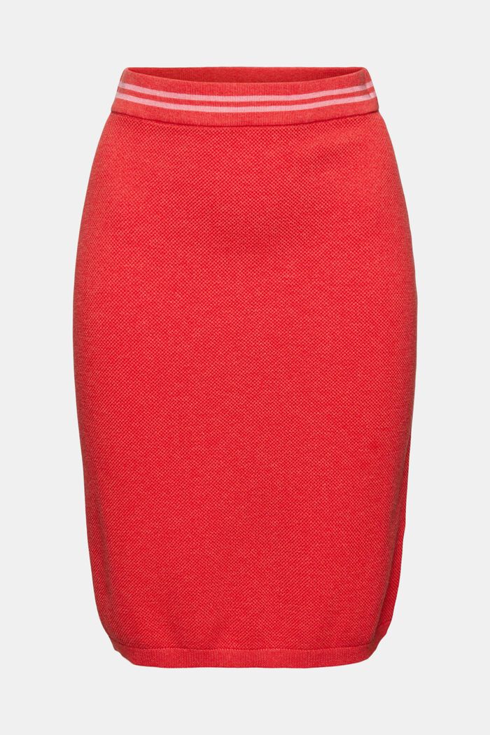 Stickad kjol med randig linning, RED, overview