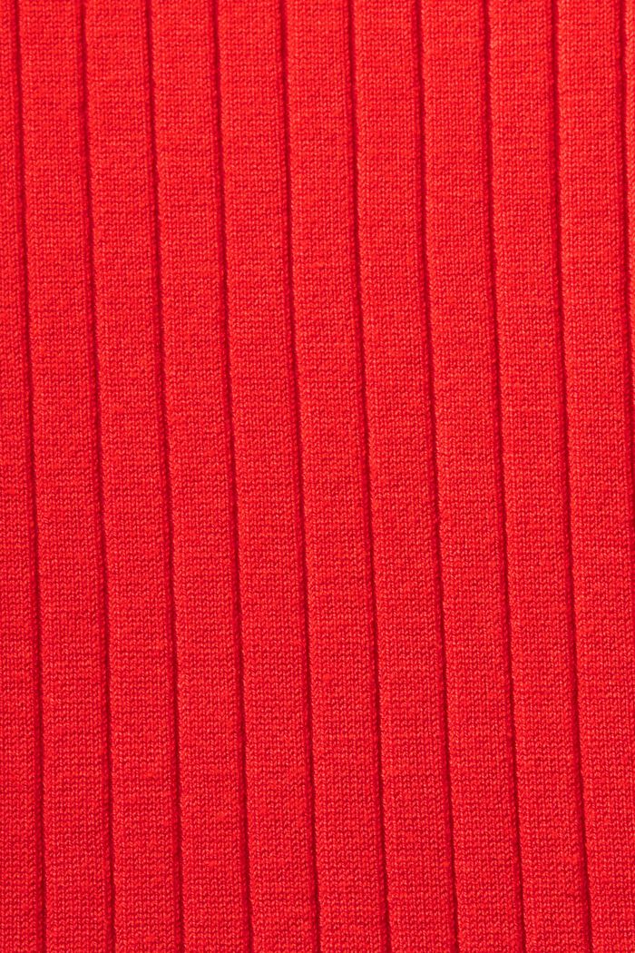 Veckad ribbstickad klänning, RED, detail image number 6