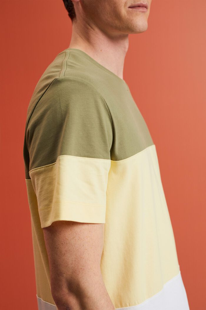 T-shirt med färgblock, 100% bomull, LIGHT KHAKI, detail image number 2