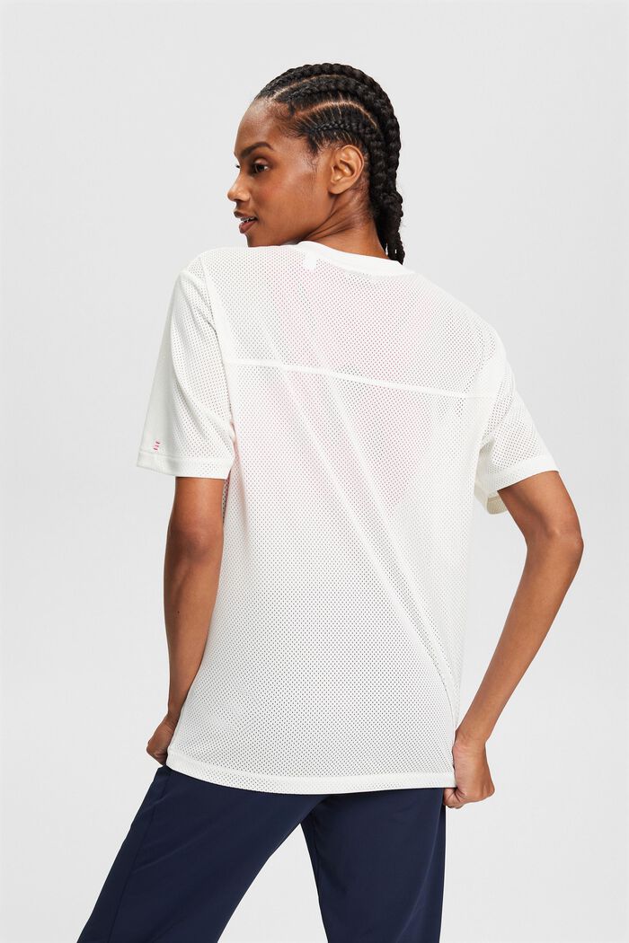 V-ringad hålstickad T-shirt, OFF WHITE, detail image number 3