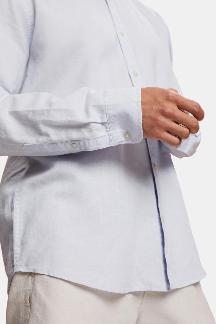 Button down-skjorta i blandad bomull och linne, LIGHT BLUE, detail image number 2