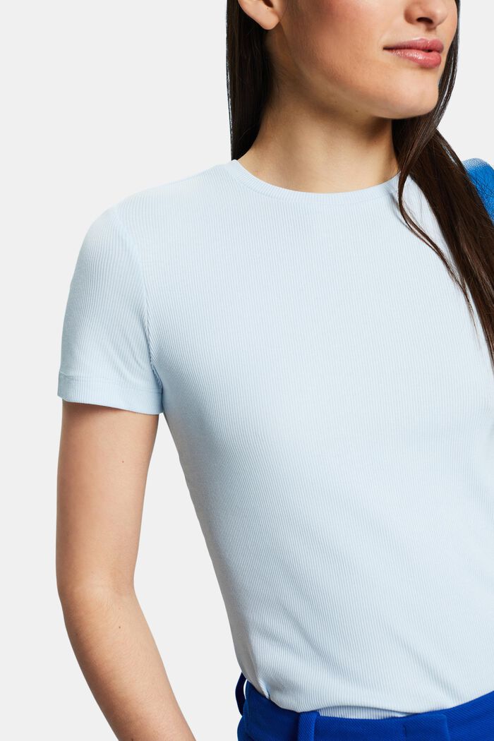 T-shirt i bomullsjersey med rund ringning, PASTEL BLUE, detail image number 2