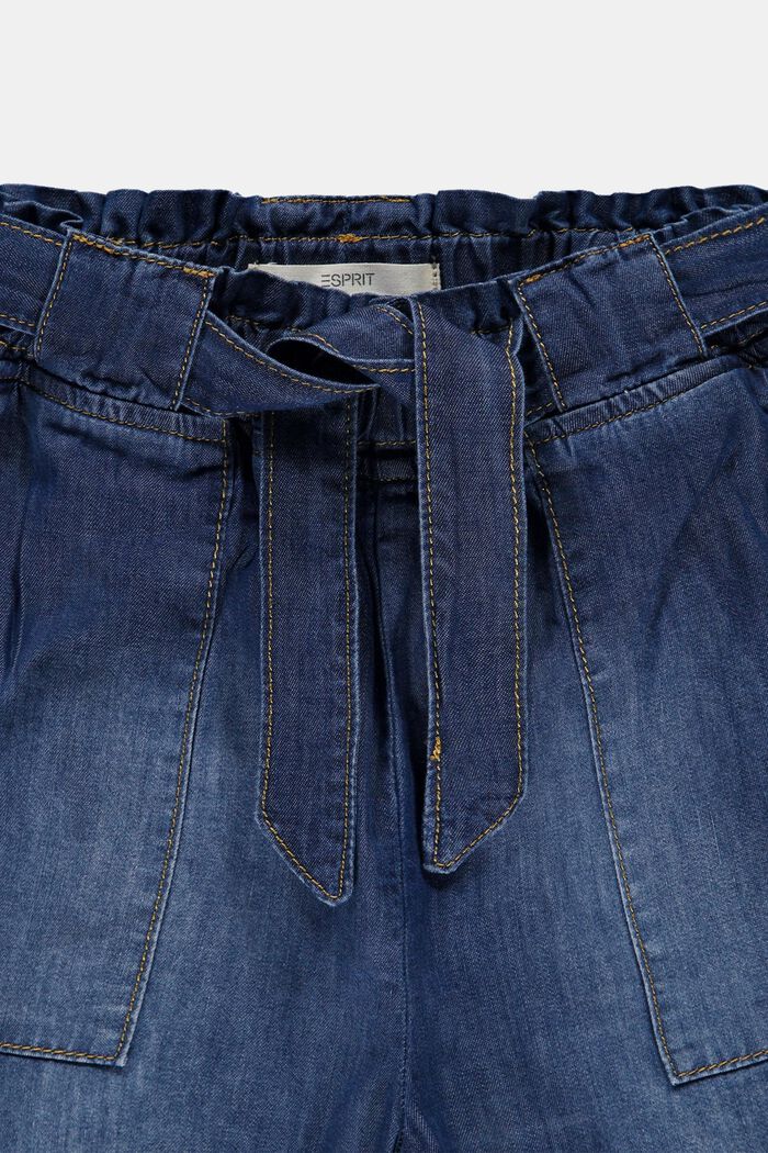 Jeansshorts med elastisk paperbaglinning, BLUE MEDIUM WASHED, detail image number 2