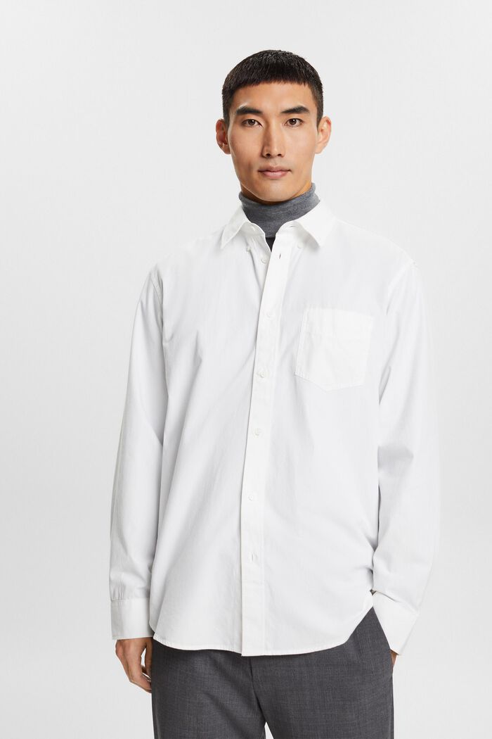 Button down-skjorta i poplin, 100% bomull, WHITE, detail image number 0