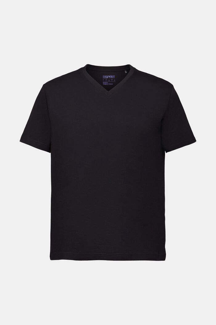 V-ringad T-shirt av ekologisk bomull, BLACK, detail image number 5