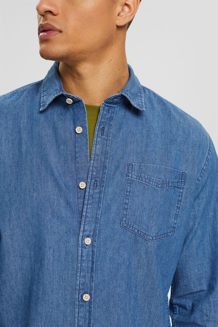 Jeansskjorta med bröstficka, BLUE MEDIUM WASHED, detail image number 2