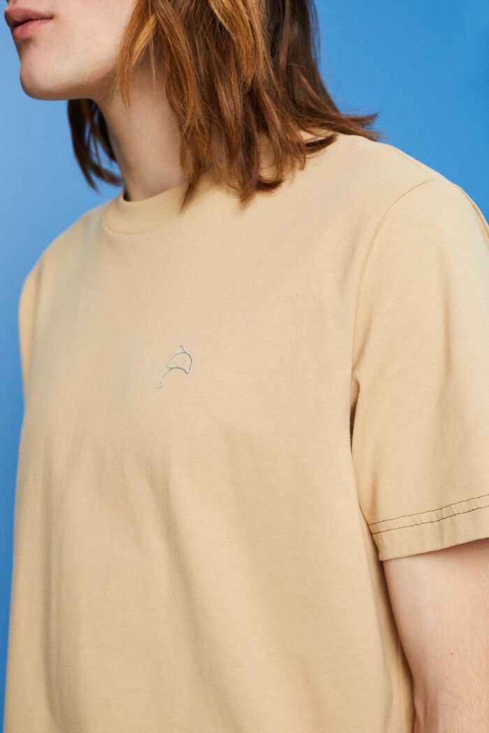T-shirt i bomull med delfintryck, SAND, detail image number 2